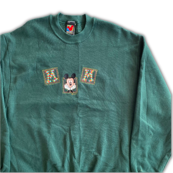 VTG Mickey Unlimited Mickey Mouse MOM Embroidered Green Pullover Sz L READ - Picture 5 of 9